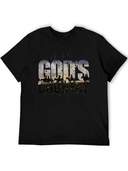 Camiseta Negra Gods Country Estampada