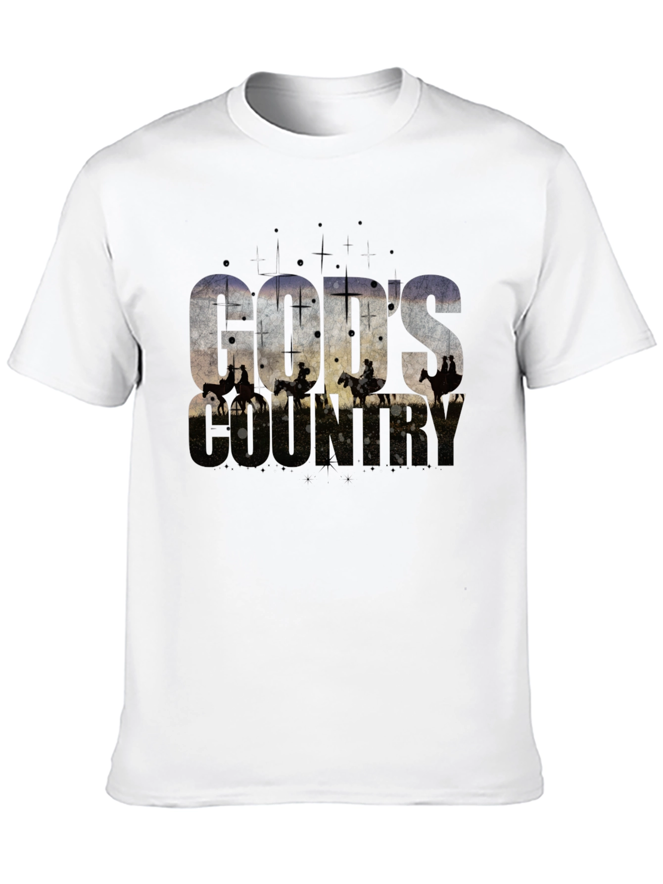 Camiseta Negra Gods Country Estampada