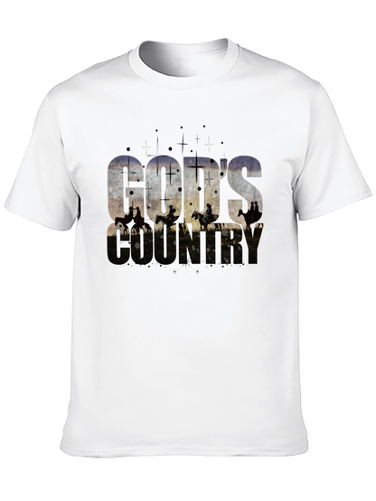 Camiseta Negra Gods Country Estampada