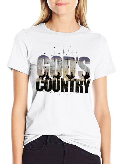 Camiseta Negra Gods Country Estampada