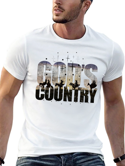 Camiseta Negra Gods Country Estampada