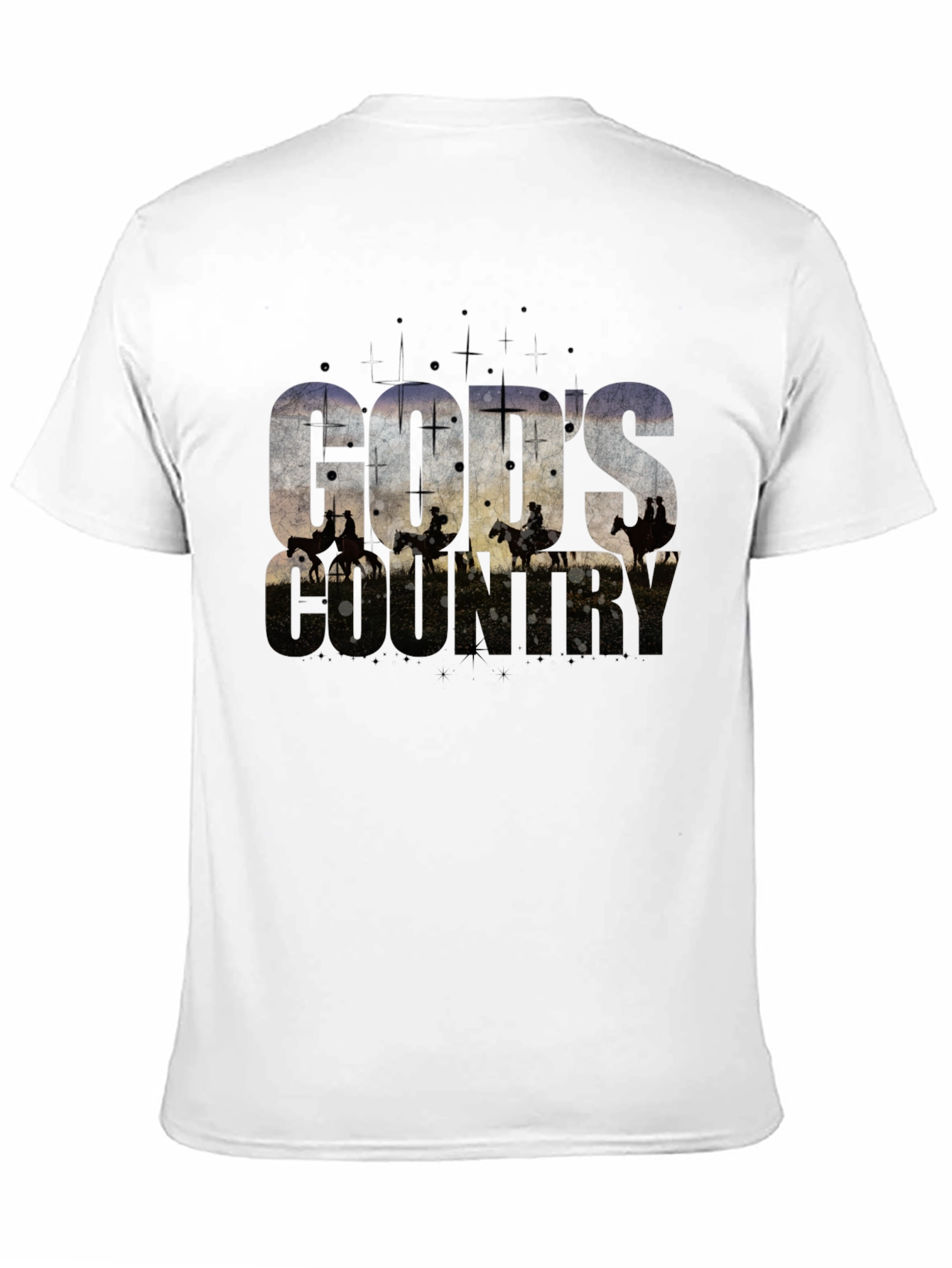Camiseta Negra Gods Country Estampada
