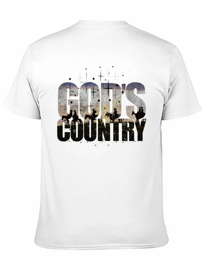 Camiseta Negra Gods Country Estampada