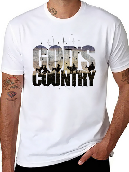 Camiseta Negra Gods Country Estampada