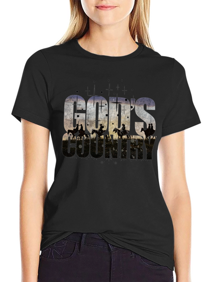 Camiseta Negra Gods Country Estampada