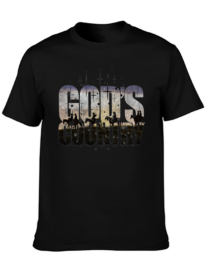 Camiseta Negra Gods Country Estampada