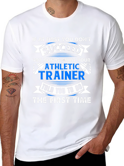 Camiseta Negra con Estampado Divertido de Entrenador Atlético