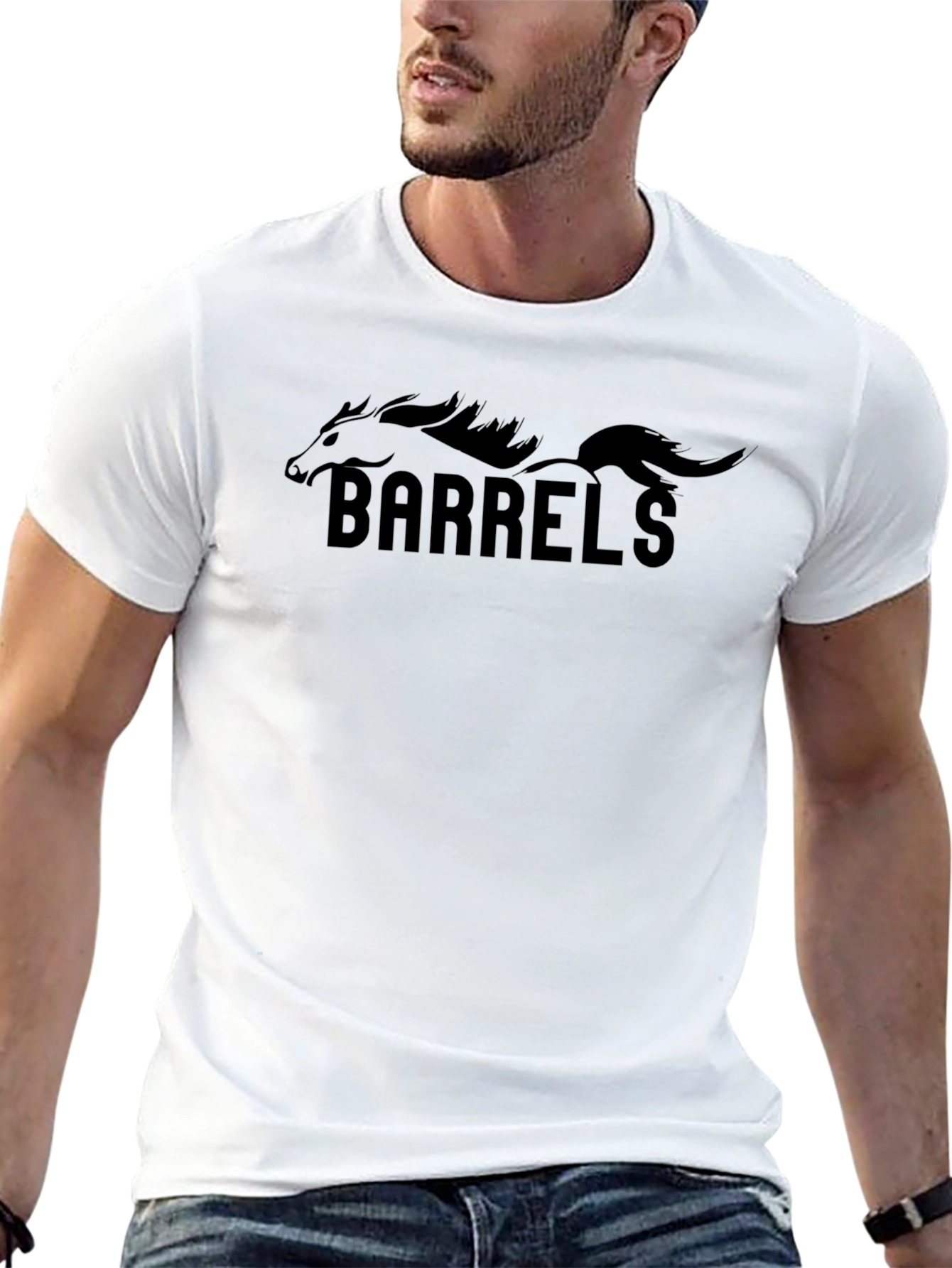 Camiseta Negra Barrels Diseño Ecuestre