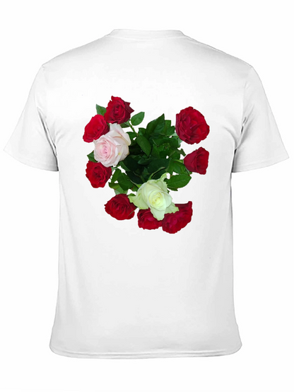 Camiseta Negra con Estampado Floral de Rosas