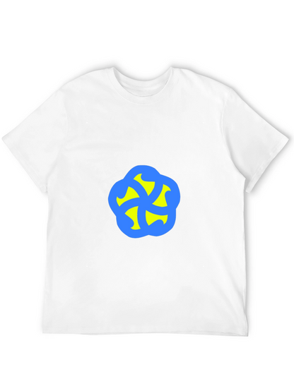 Camiseta Negra con Diseño Abstracto Azul y Amarillo