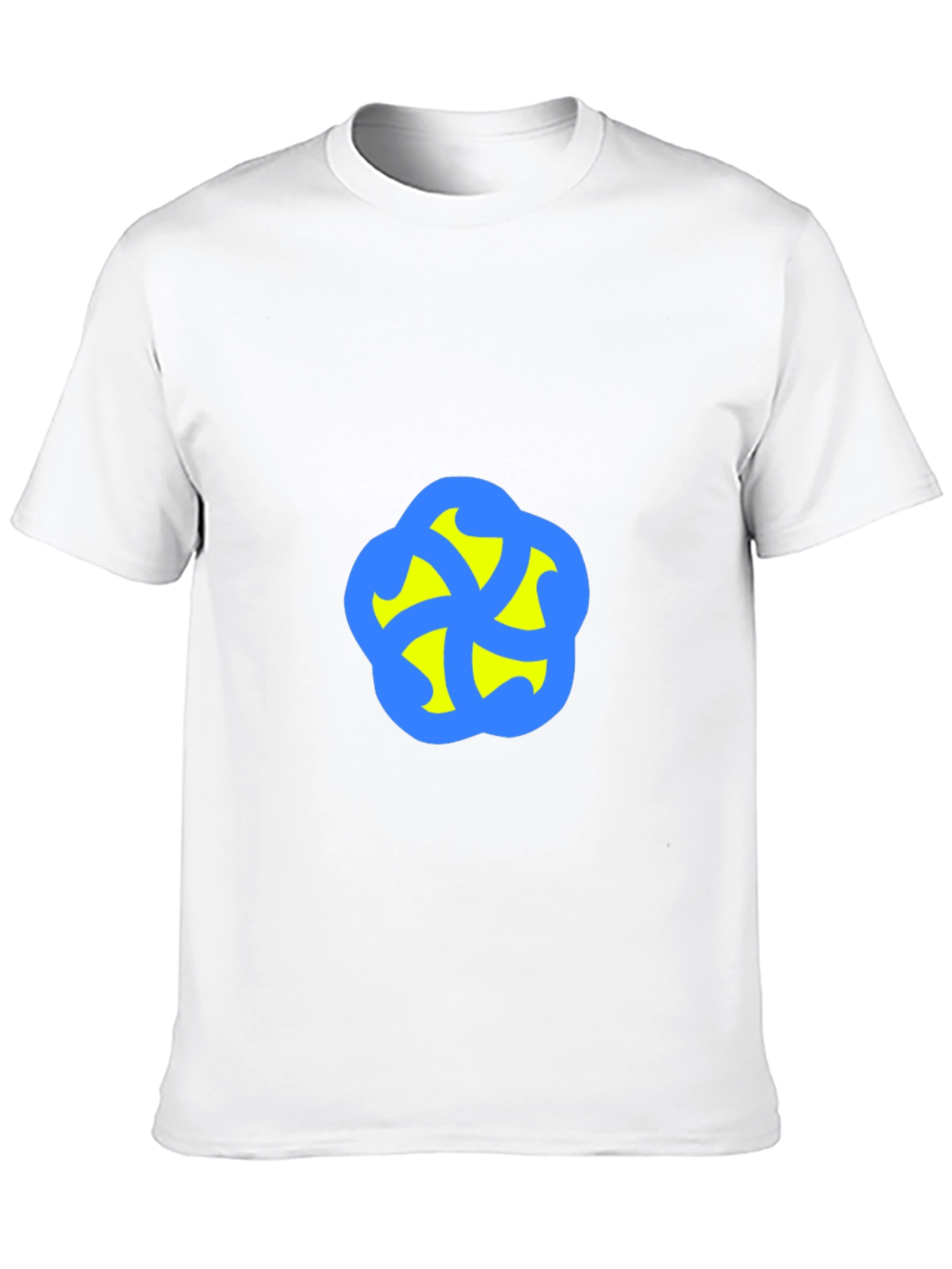 Camiseta Negra con Diseño Abstracto Azul y Amarillo