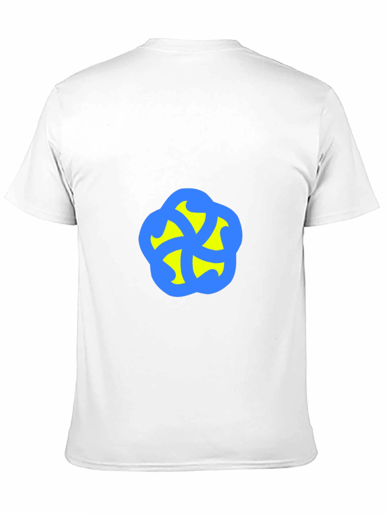 Camiseta Negra con Diseño Abstracto Azul y Amarillo