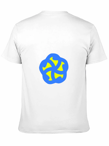 Camiseta Negra con Diseño Abstracto Azul y Amarillo