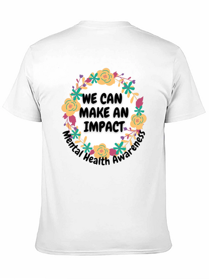 Camiseta Negra con Diseño Floral Impacto Salud Mental