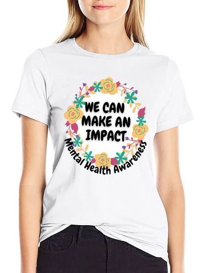 Camiseta Negra con Diseño Floral Impacto Salud Mental