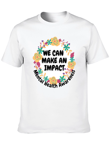 Camiseta Negra con Diseño Floral Impacto Salud Mental