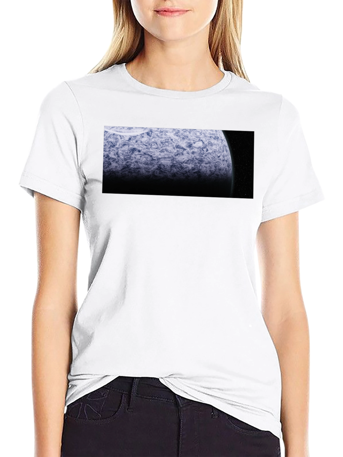 Camiseta Negra Planeta Espacial Diseño Único