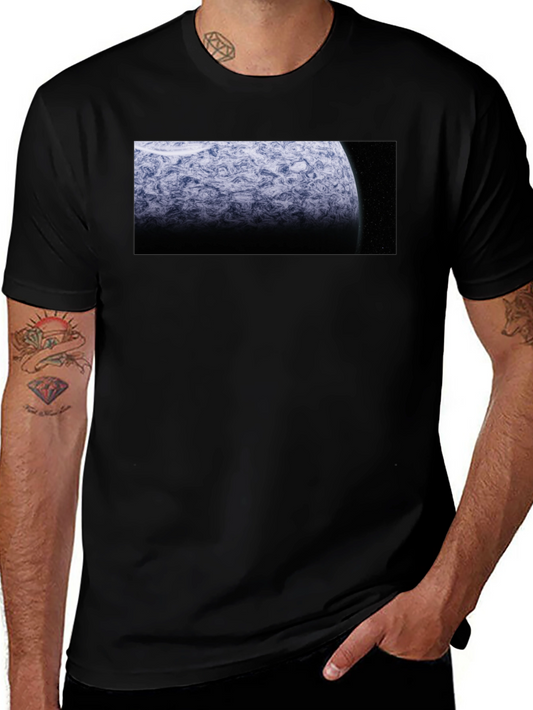 Camiseta Negra Planeta Espacial Diseño Único