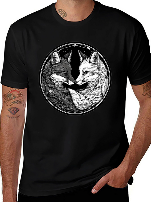 Camiseta Yin Yang de Zorro en Blanco y Negro