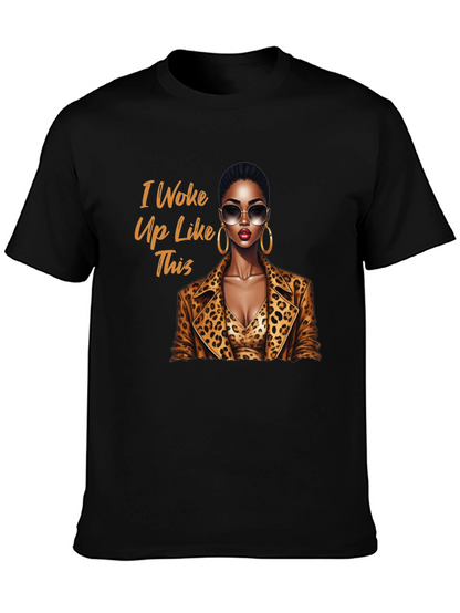 Camiseta Negra con Diseño I Woke Up Like This