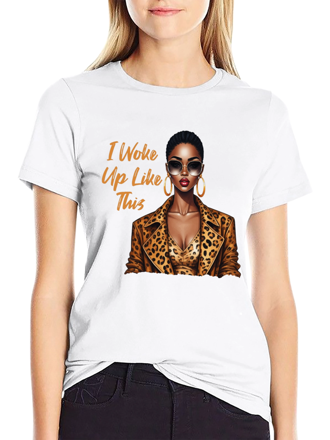 Camiseta Negra con Diseño I Woke Up Like This