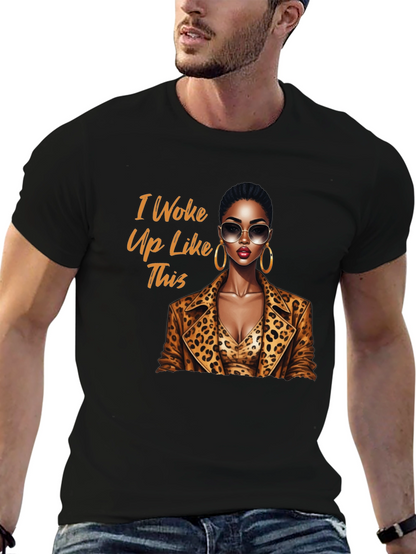 Camiseta Negra con Diseño I Woke Up Like This
