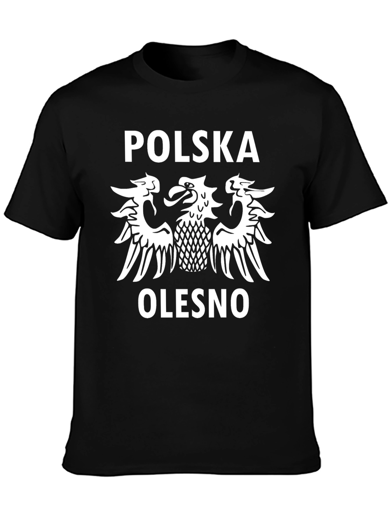 Camiseta Negra Polonia Olesno - Diseño Águila Blanca
