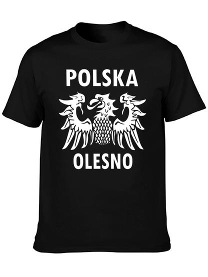 Camiseta Negra Polonia Olesno - Diseño Águila Blanca