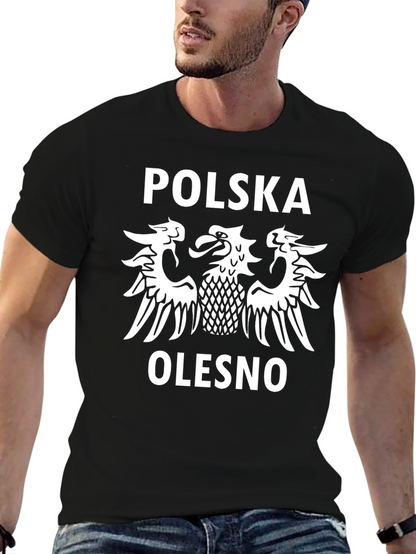 Camiseta Negra Polonia Olesno - Diseño Águila Blanca