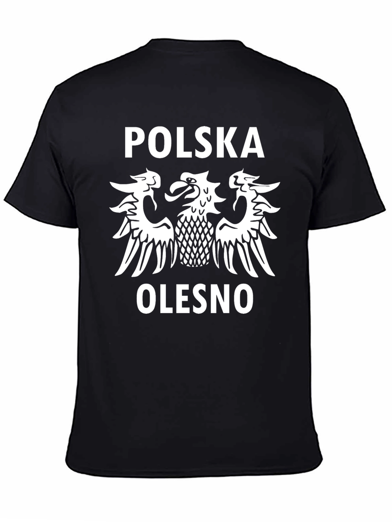 Camiseta Negra Polonia Olesno - Diseño Águila Blanca