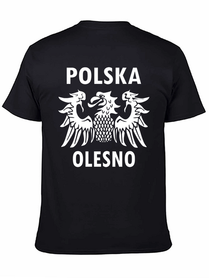Camiseta Negra Polonia Olesno - Diseño Águila Blanca