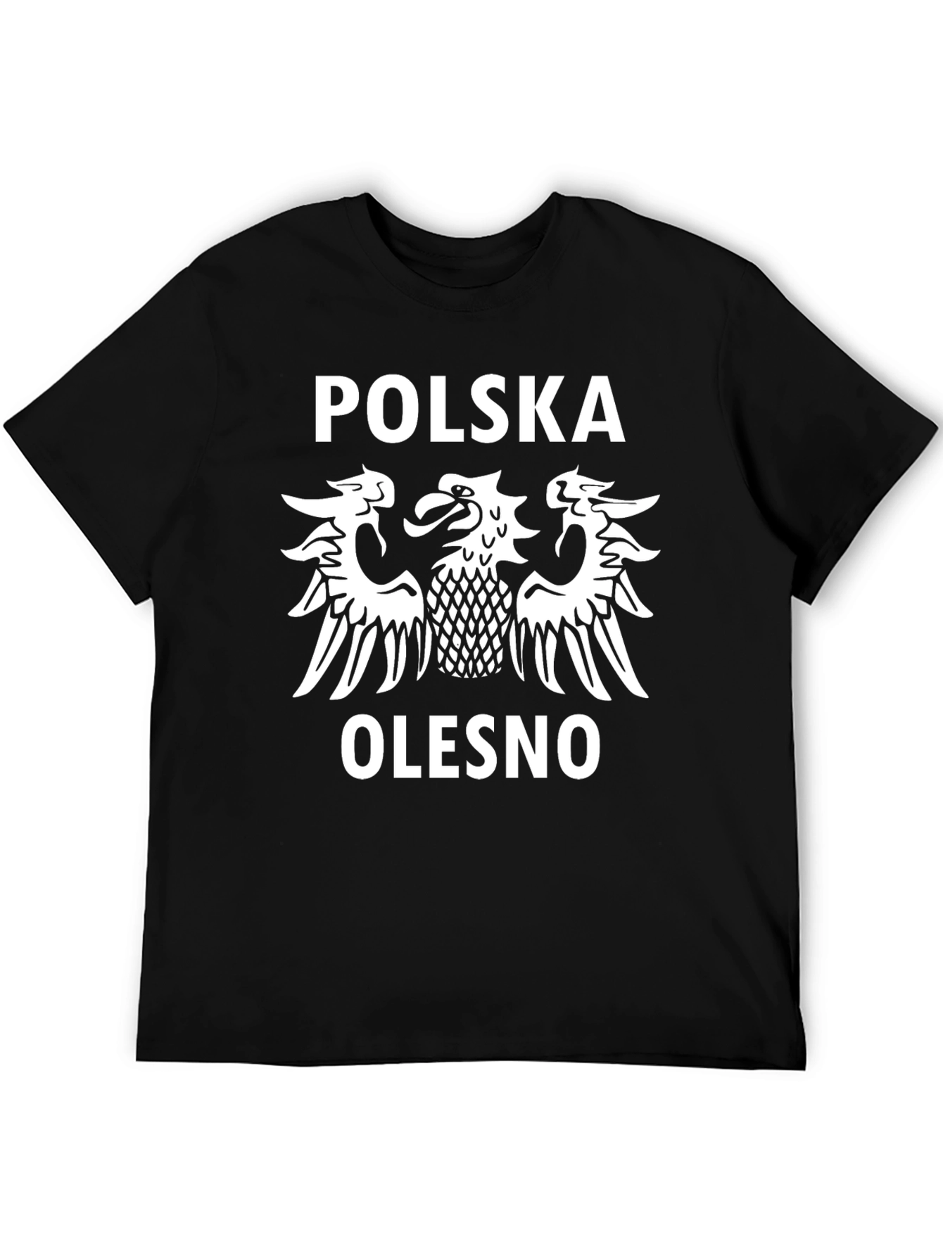 Camiseta Negra Polonia Olesno - Diseño Águila Blanca