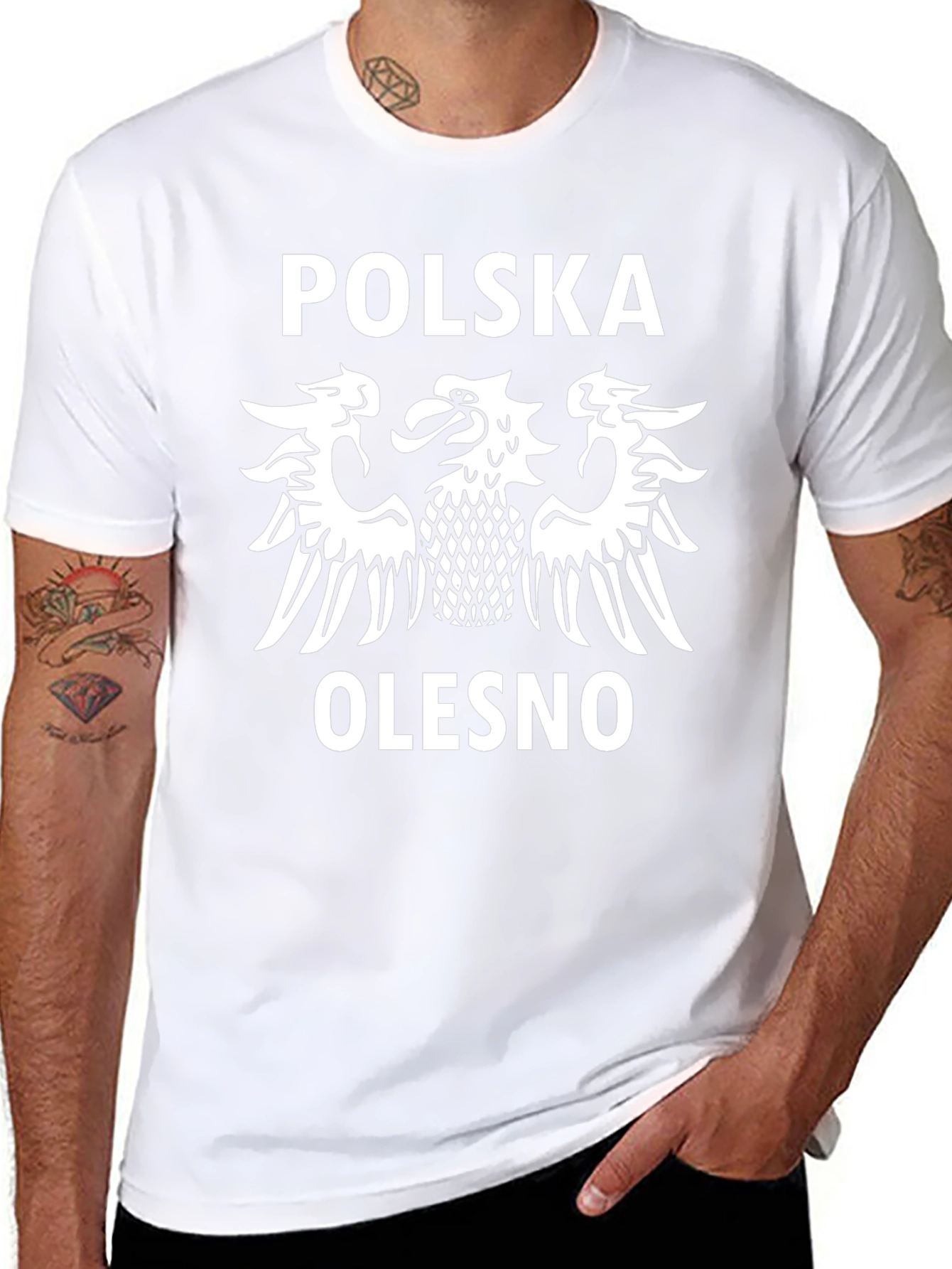 Camiseta Negra Polonia Olesno - Diseño Águila Blanca