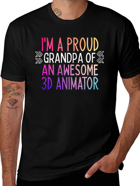 Camiseta Negra con Diseño de Orgullo de Abuelo Animador 3D