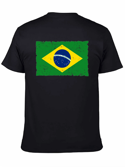 Camiseta Negra con Bandera de Brasil