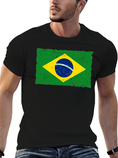Camiseta Negra con Bandera de Brasil
