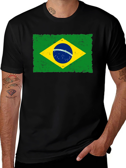 Camiseta Negra con Bandera de Brasil