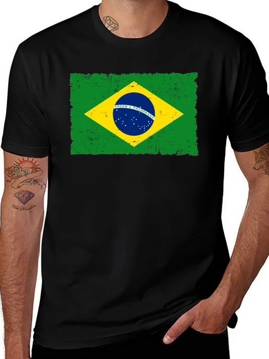 Camiseta Negra con Bandera de Brasil