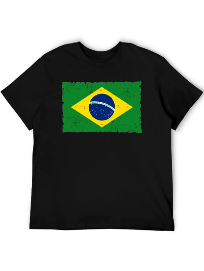 Camiseta Negra con Bandera de Brasil