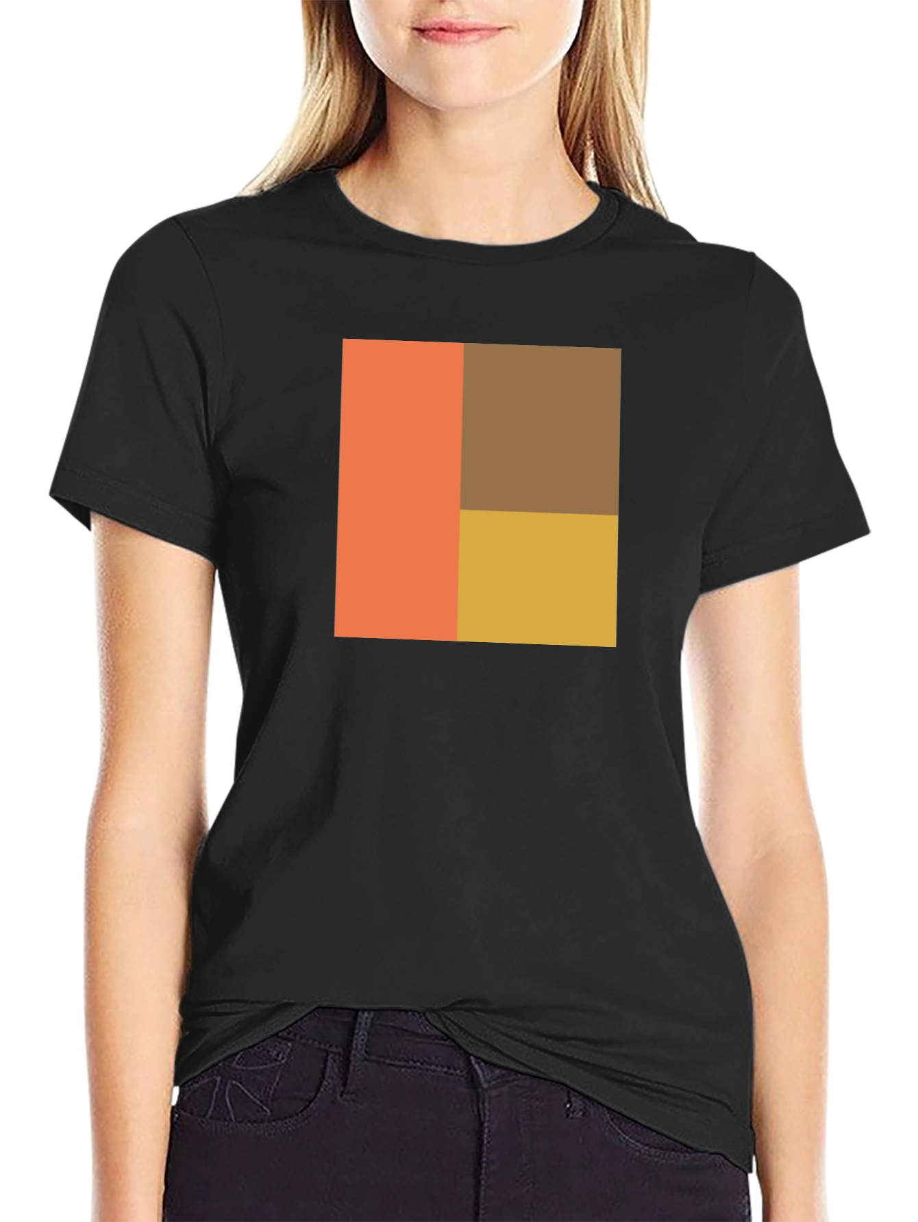 Camiseta Negra con Diseño Geométrico Abstracto