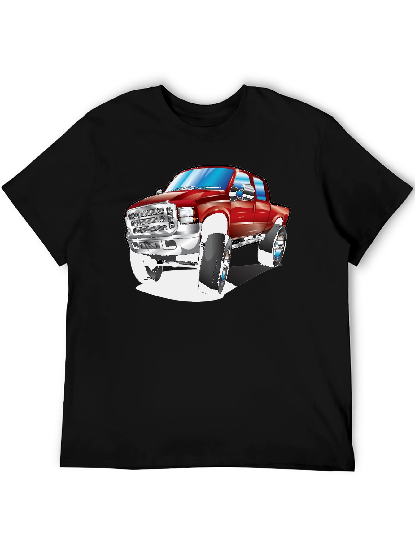 Camiseta Negra con Diseño de Camioneta Roja