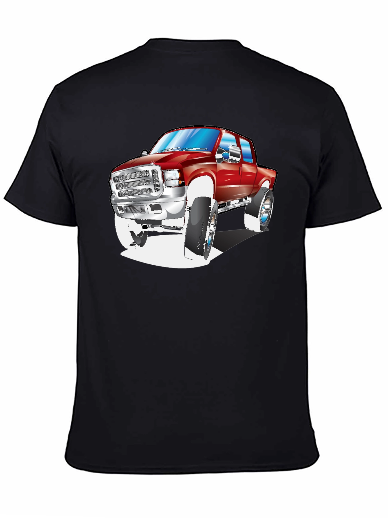 Camiseta Negra con Diseño de Camioneta Roja
