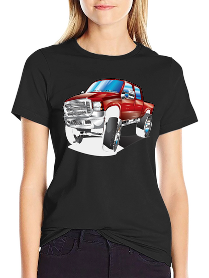 Camiseta Negra con Diseño de Camioneta Roja