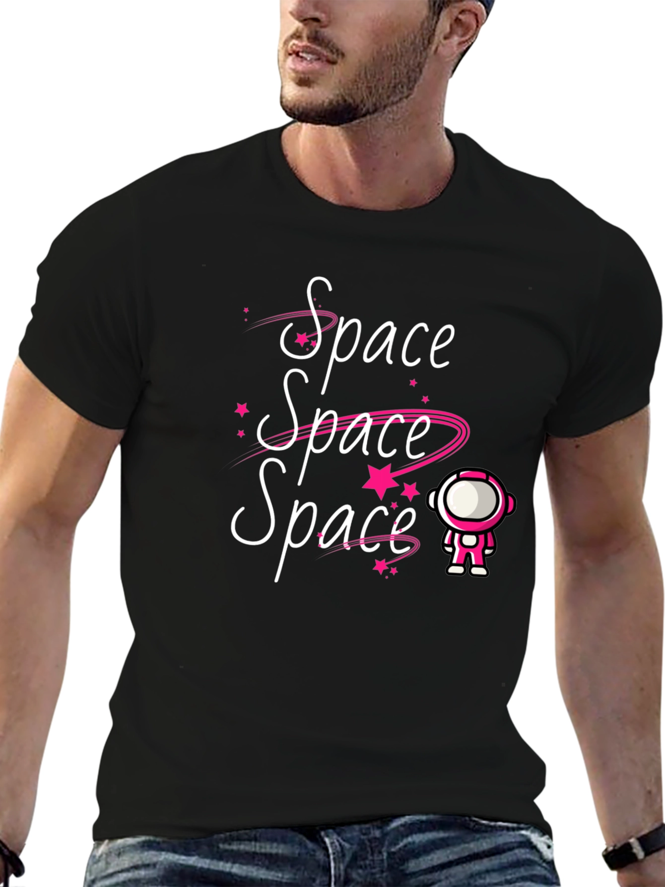 Camiseta Negra Espacio Astronauta