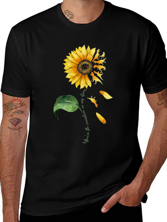 Camiseta Negra Girasol Dinosaurios Mi Sol