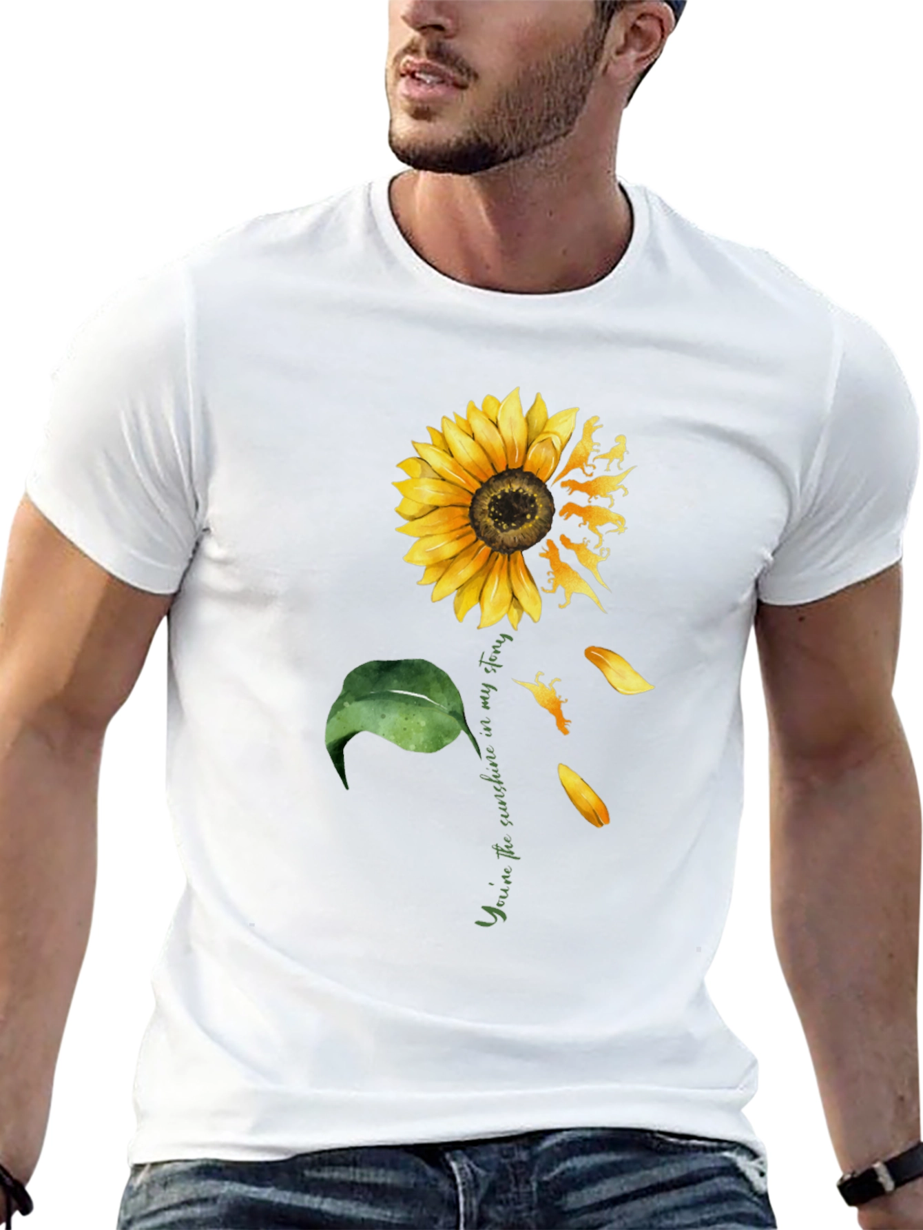 Camiseta Negra Girasol Dinosaurios Mi Sol