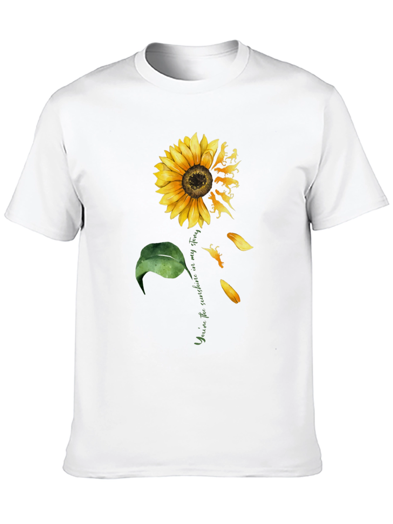 Camiseta Negra Girasol Dinosaurios Mi Sol