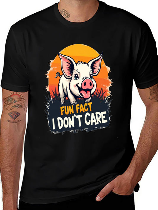 Camiseta Negra - Cerdo Gracioso Fun Fact I Dont Care