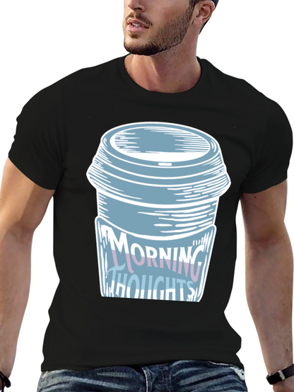 Camiseta Negra con Diseño de Taza de Café