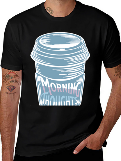Camiseta Negra con Diseño de Taza de Café